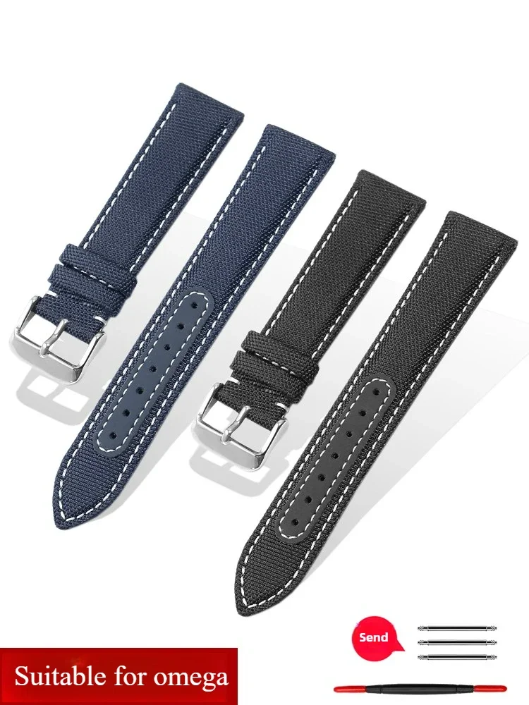 Canvas Watch Strap Suitable for Hippocampus 300 Speedmaster Series Leather Snoopy Nylon Men's Accessories