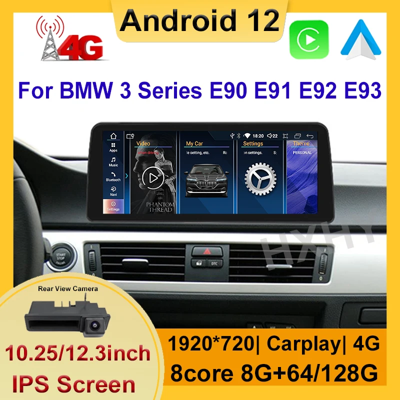 

10.25/12.3" Android 12 8+128G Car Multimedia Player For 3 Series E90 E91 WIFI SIM BT Carplay GPS Navi Touch Screen Radio Tablet