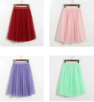 spring and summer new woman mesh skirt 2022 sweet pleated skirt korean fashion tutu skirt mid length skirts womens