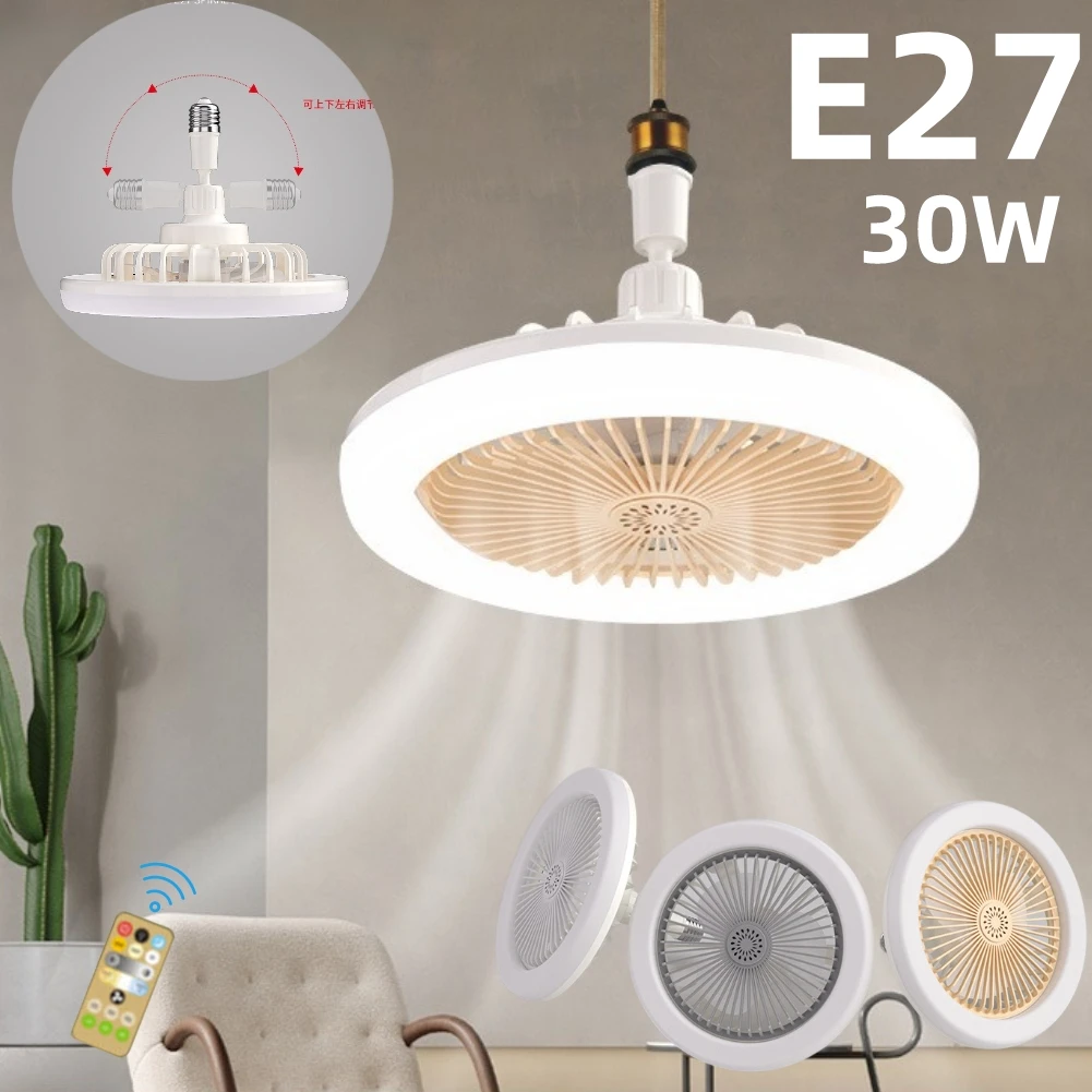

Hanging Fan Lamp Universal E27 Light Holder Ceiling Fan Lights with Remote Control 3 Speeds Wind Mute for Living Room Study