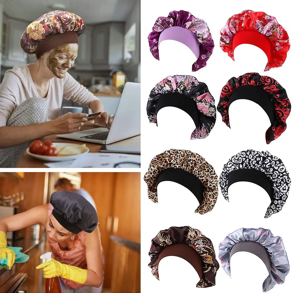 

Women Curly Springy Hair Bonnet Hair Beauty Head Wrap Satin Bonnet Chemo Caps Night Sleep Hat Hair Loss Cover