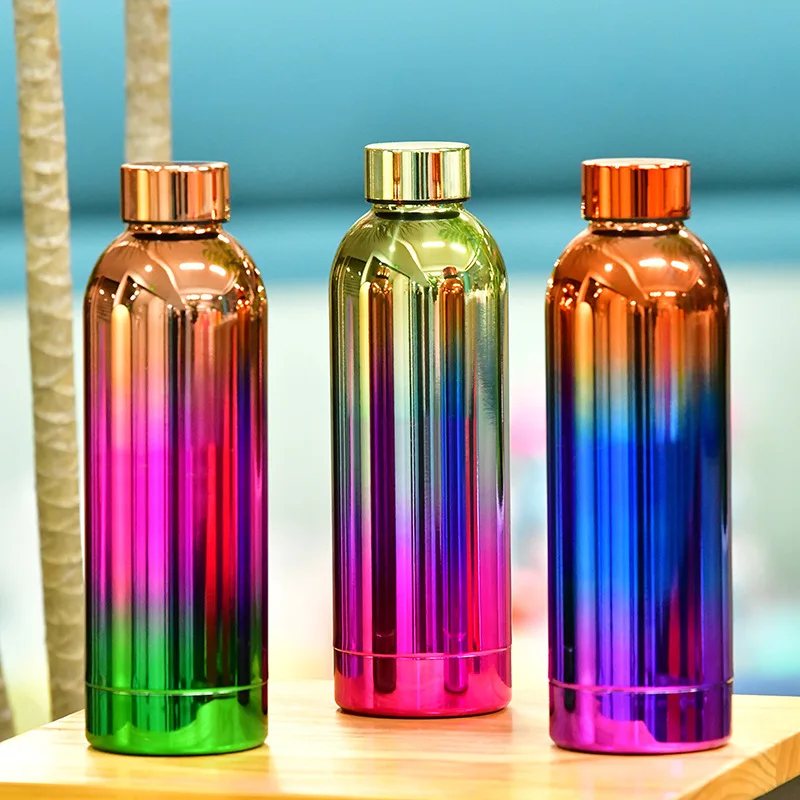 

2023 New VacuumFlask Rainbow Gradient Electroplating Small Mouth Water Bottle Outdoor Sports Fashion Cup