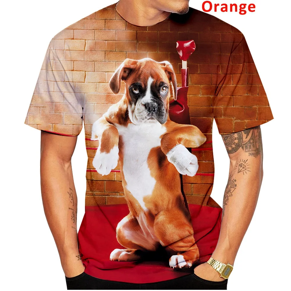 

New Fashion 3D Cute Animal Homme Boxer Dog Street Funny Pet Dog T-shirt Animal Puppy T-shirt Size S-4XL
