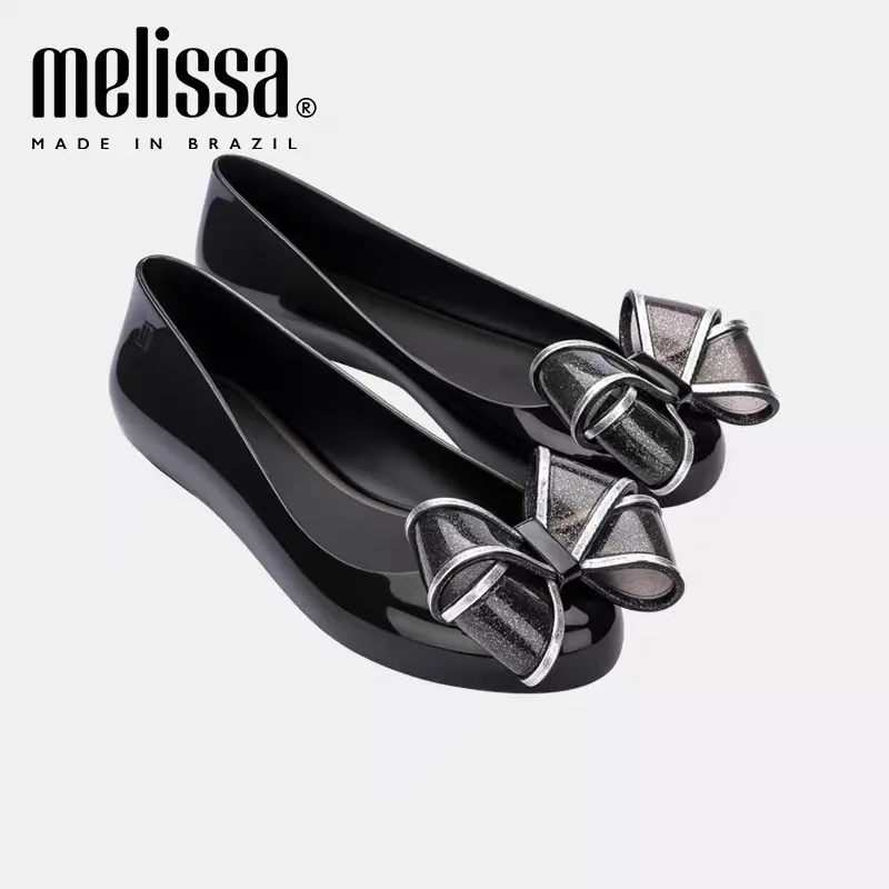 

Brazil Melissa 2022 Summer Women's New Jelly Shoes Ladies Big Bow Flat Single Shoes Adult Color-matching Jelly Beach Shoes