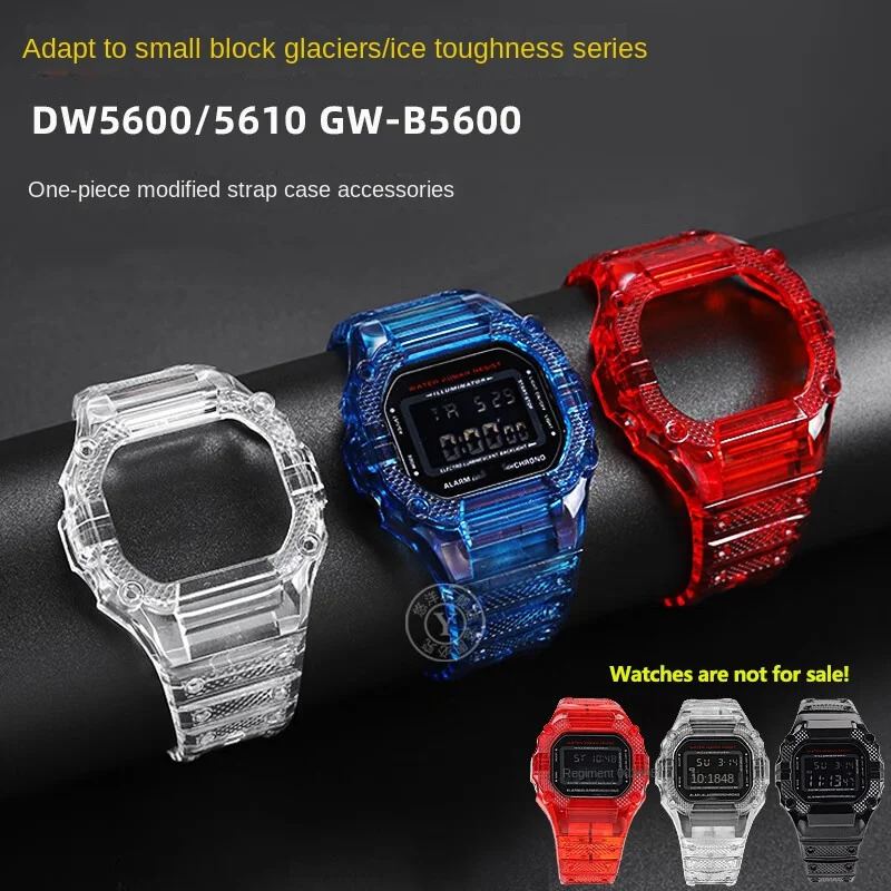 Фото Для Casio безель для часов DW-5600 GW-B5600 GW-M5610 mod Kit прозрачный силиконовый ремешок Корпус DW5600 прозрачный набор часов Подарочные инструменты №2
