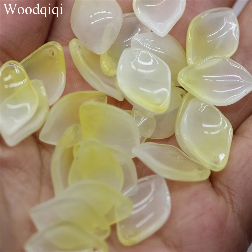 20pcs 13x18mm Glass Lampwork Petals Leaf Vertical Hole Epiphyllum Diy Ancient Style Hairpin Headwear Material