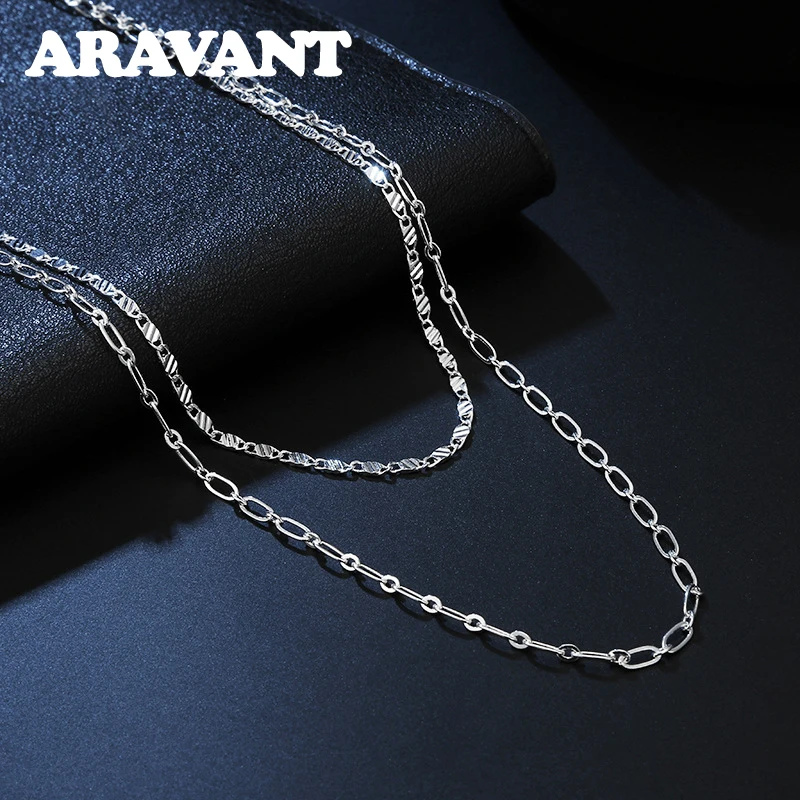 

925 Серебряное Двухслойное ожерелье цепочка для женщин модные ювелирные изделия