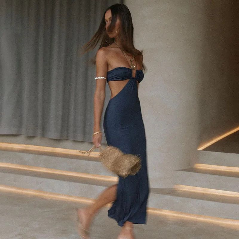

Sexy Party Dress Women Summer Corset Dress Wrap Chest Hollow Out Backless Halter Backless Beach Dresses Maxi Long