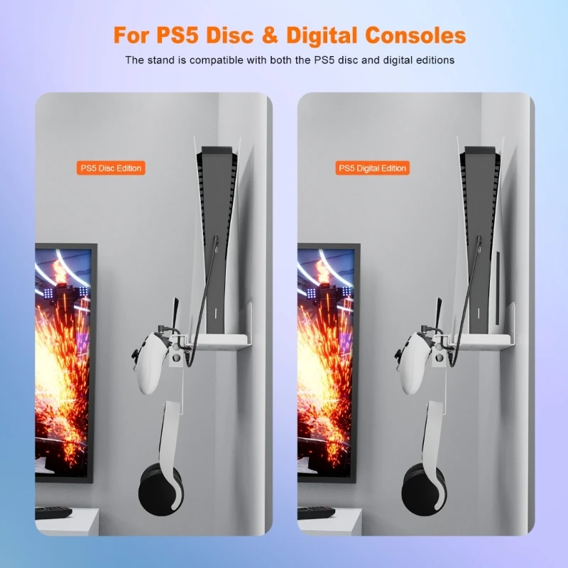 

forPS5 Storage Bracket Accessory Stand with Charging Cable Screw Dropship
