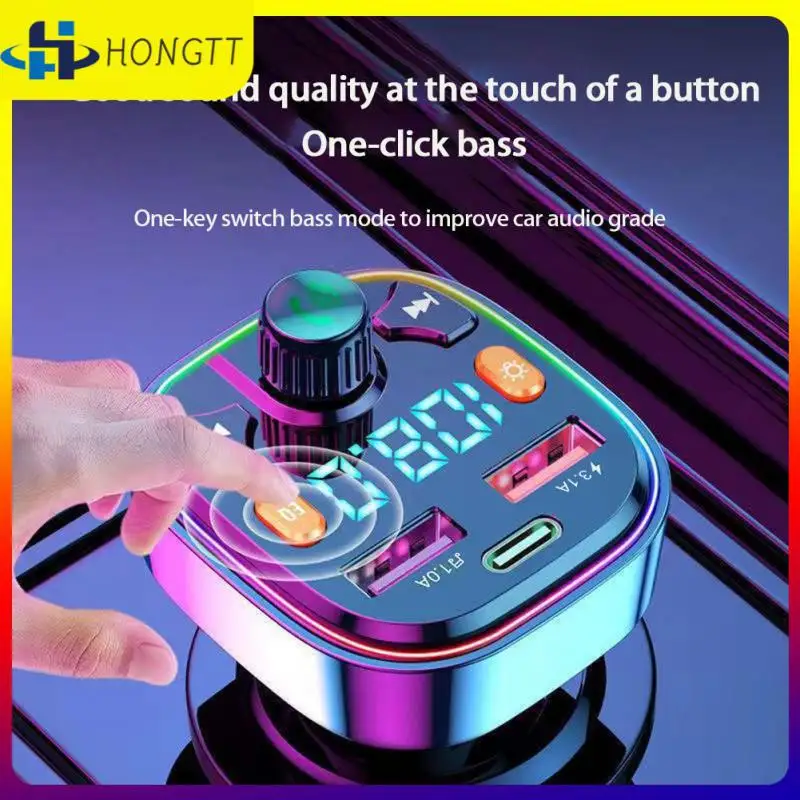 

Q5 Fm Transmitter Durable Car Bluetooth Mp3 Audio Player Multifunctional Handsfree Dual Usb Charger Car Supplies Hands-free Call