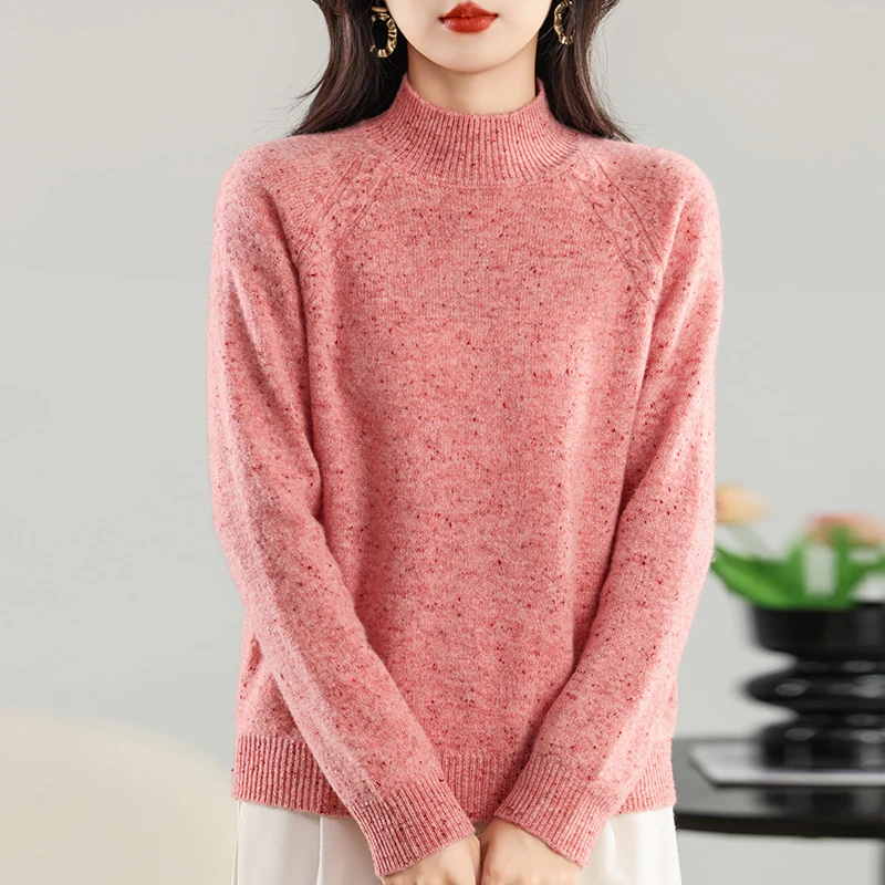 2024 новый модный осенне-зимний пуловер с воротником-стойкой женский толстый