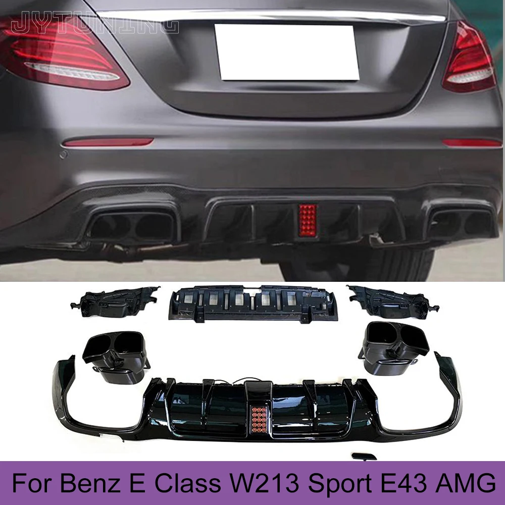 

PP Rear Bumper Diffuser Lip for Mercedes Benz E Class W213 Sport E43 AMG Sedan 2017 - 2020 Rear Bumper Diffuser Exhaust Tips