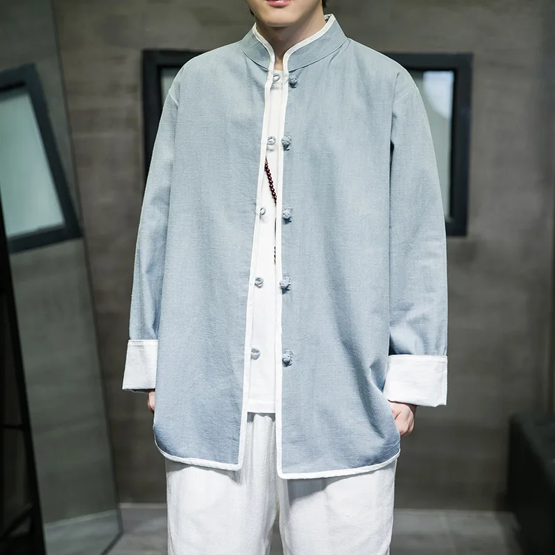 

Весна-лето 2022, мужской основной костюм в китайском стиле из хлопка и льна в китайском стиле с лягушкой Тан, брикет