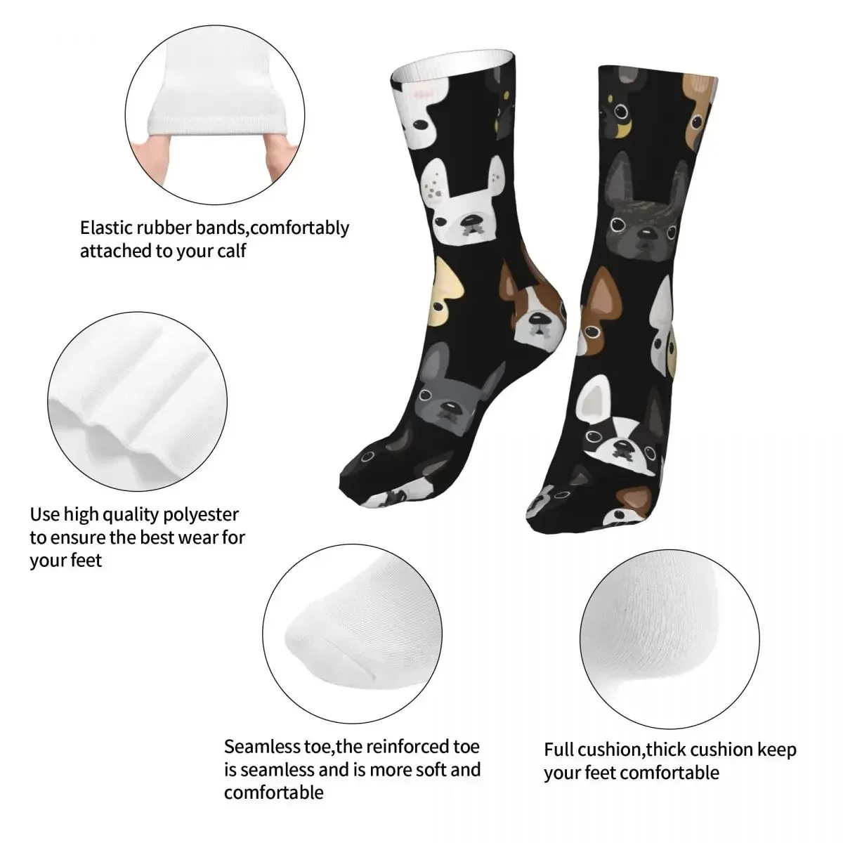 Модные носки для мужчин и женщин новинка графика в виде французского бульдога