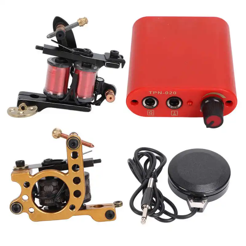Tattoo Kit Portable Grommets Power Supply Coils Tattoo Machine Kit 90‑265V for Tattoo for Beginners