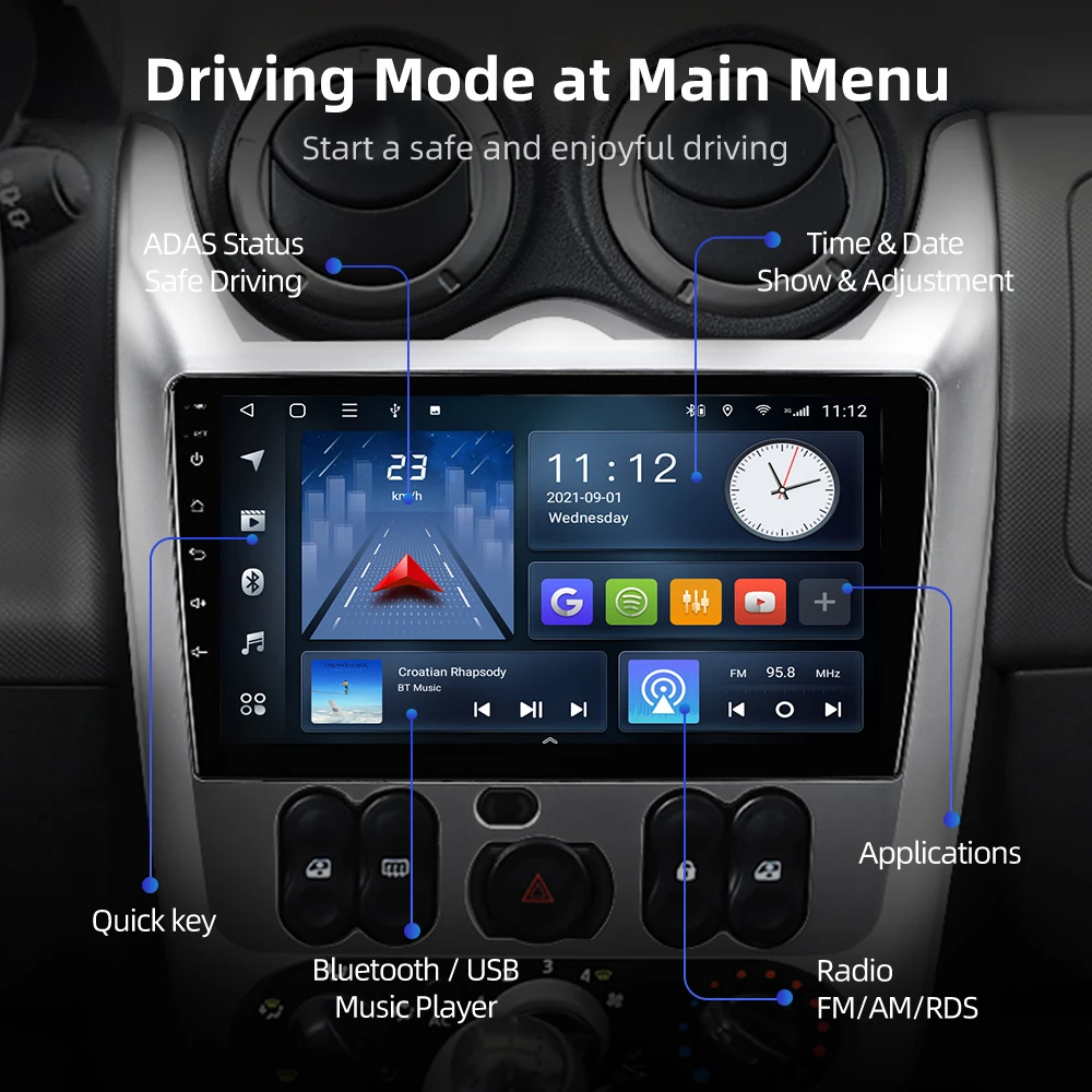 Автомобильный радиоприемник ISUDAR T68 Android для Renault Logan 1 Sandero 2009-2015 Dacia Duster Lada Largus Lergus