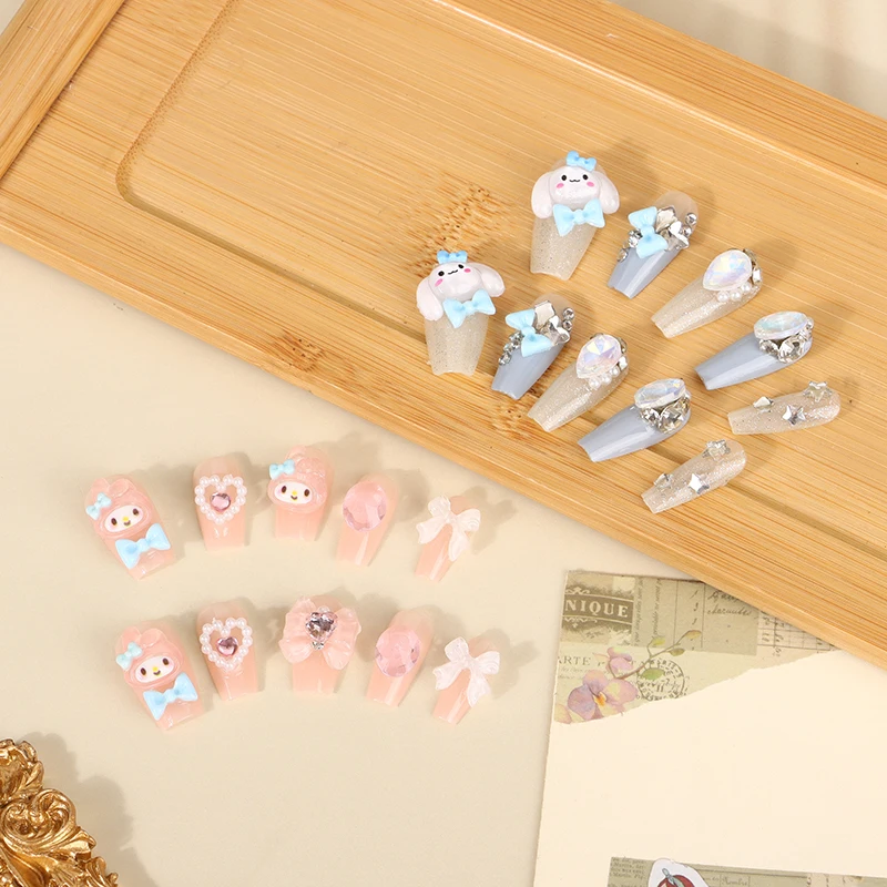 Накладные ногти Sanrio My Melody милые аниме Мультяшные нашивки для ногтей Kuromi Cinnamoroll