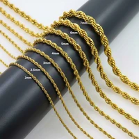 kouch width 234mm stainless steel gold 10pcs rope chain necklace statement 316l stainless steel twisted steel necklace chains