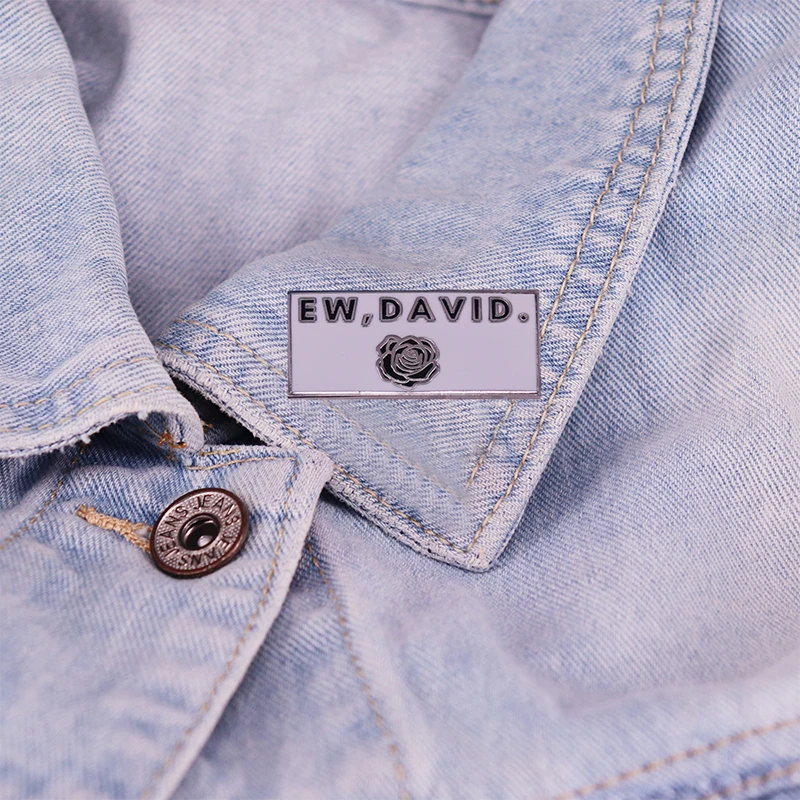 

Rose Schitts Creek Enamel Pins TV Show Series EW David Brooches for Women Fashion Jewelry Gifts Backpacks Bags Clothes Decor