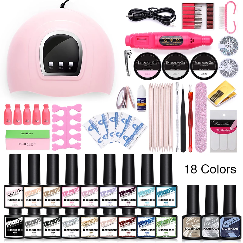 

KOSKOE Nail Set 36W UV LED Lamp Dryer With 6/10Pcs Gel Nail Polish Kit Soak Off Manicure Tools Set Electric Nail Drill Base Top