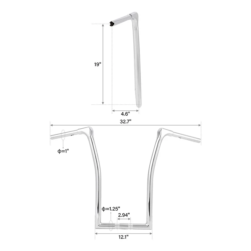 19-дюймовые вешалки Rise Ape руль 1 1/4 дюйма подходит для мотоцикла Harley FLFB FXBR FXFB 18-23