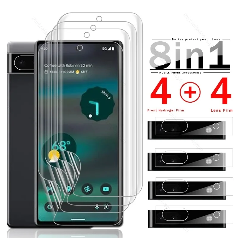 

8-In-1 999D Soft Hydrogel Film Screen Protectors for Google Pixel 6A 6 A A6 Pixel6 Pro Camera Glass For Goo Gle Pixel6a 5G 6.4"