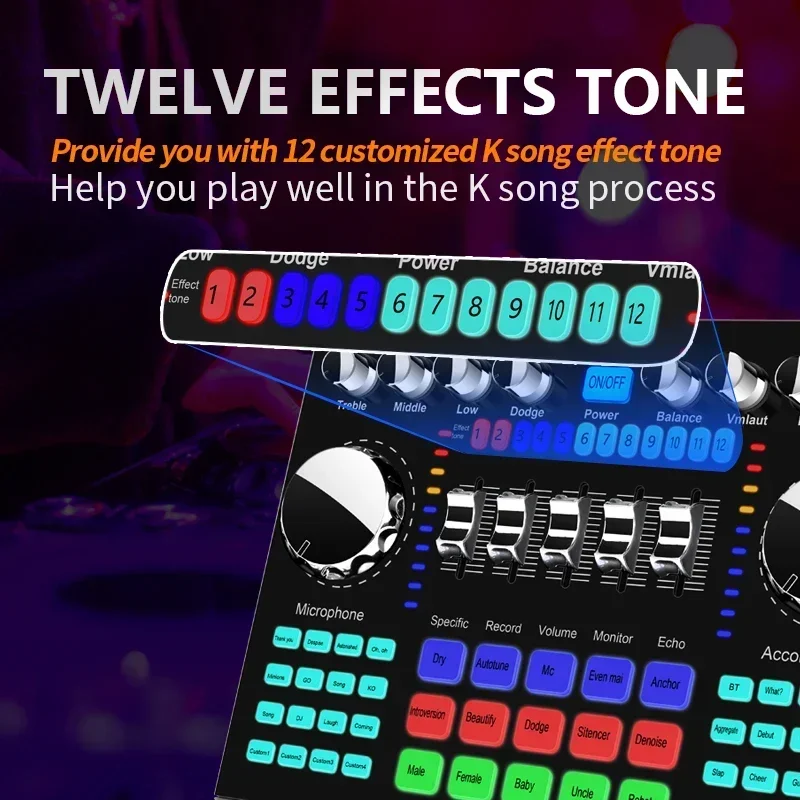 K1 Live Sound Card Portable Internet Celebrity Broadcast Special Equipment Universal for Music Recording Karaoke Sing