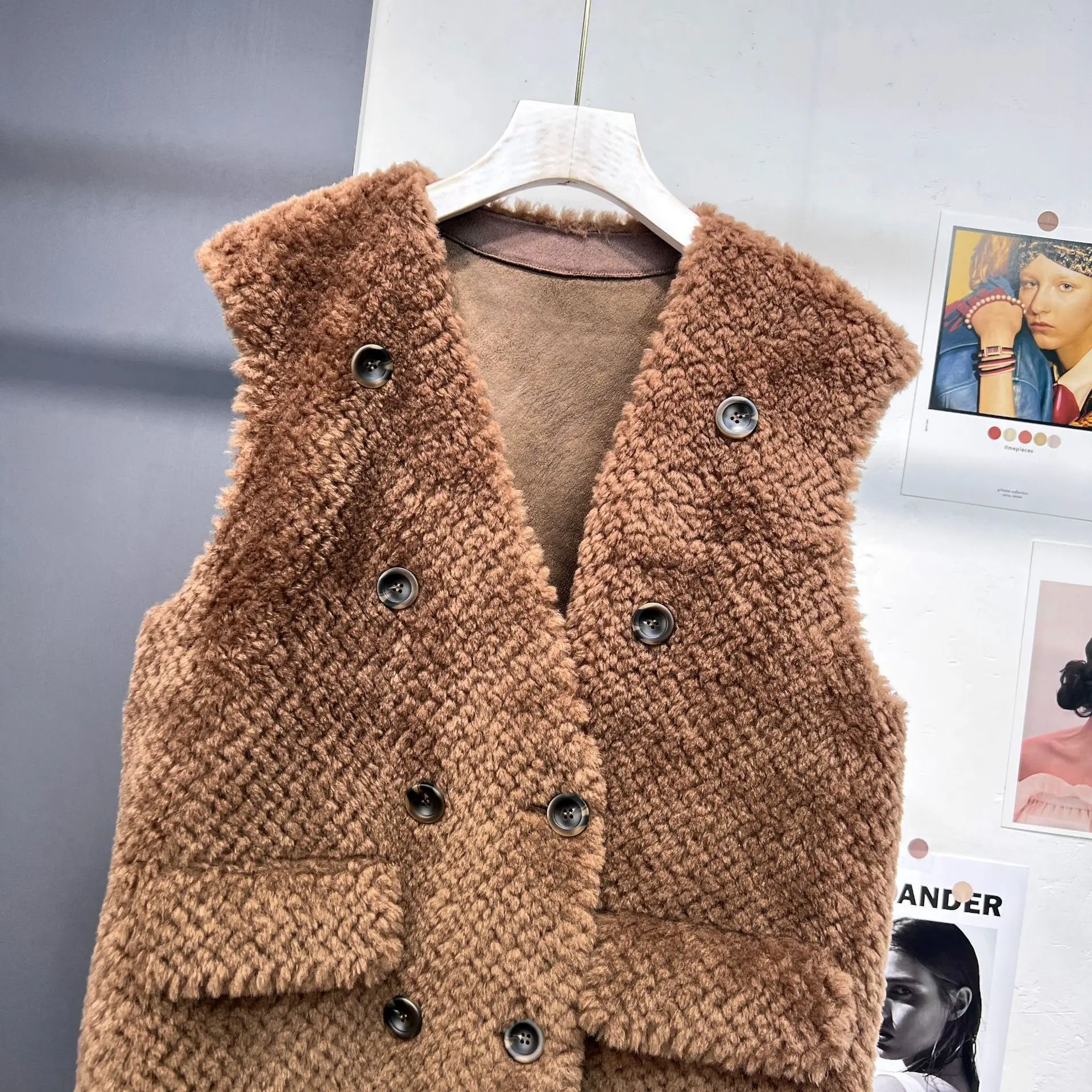 Новый австралийский шерстяной жилет в гранулах Женская майка с двойным рядом