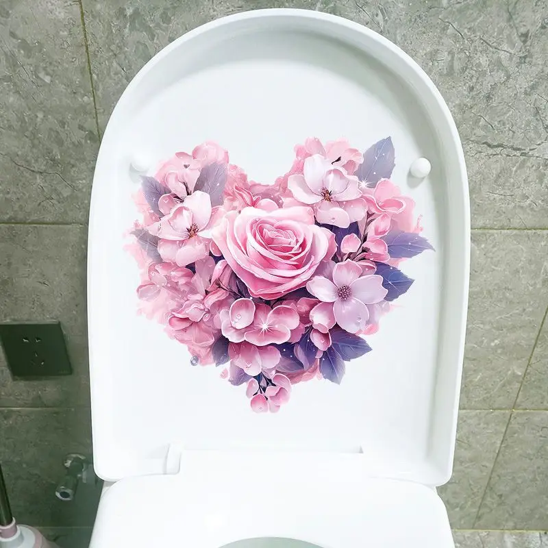 Романтическая любовь розовая фиолетовая Роза наклейка на стену декор для ванной