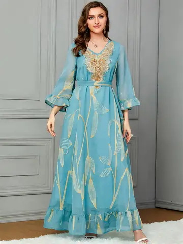 Женское Гипюровое платье Siskakia, элегантное платье с цветочным узором и блестками, с поясом и v-образным вырезом