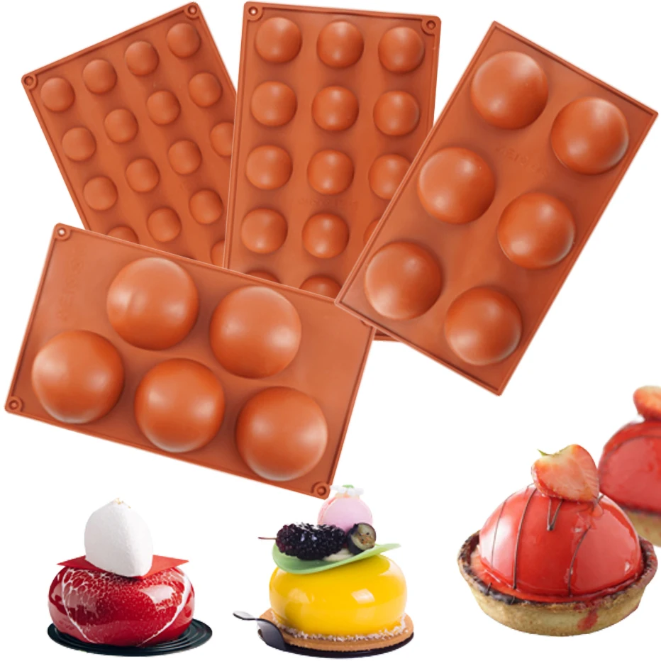 

Круглые силиконовые формы в форме полусферы с 3D шариками для выпечки «сделай сам», форма для пудинга, мусса, шоколада, торта, кухонные принад...