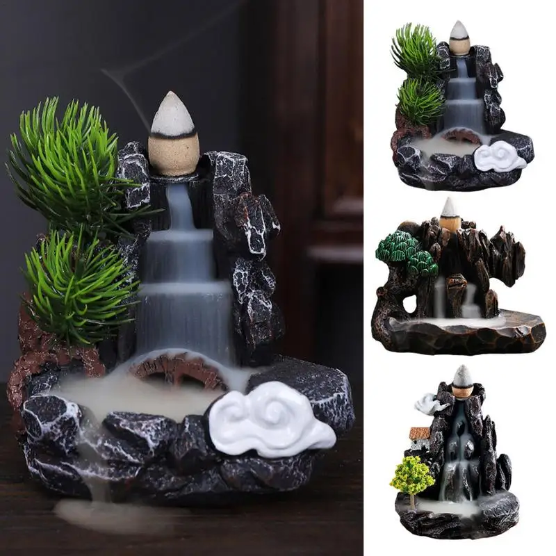 

Waterfall Incense Burner Upgraded Backflow Incense Holder Resin Smoke Aromatherapy Environment Cleansing Decor Housewarming Gift