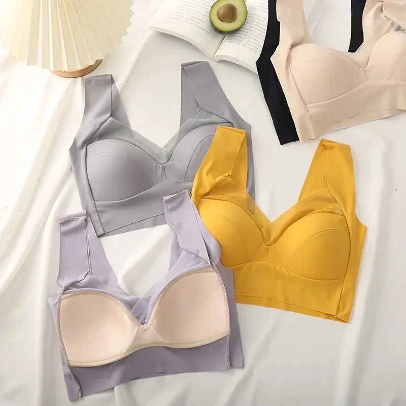 

Women Seamless Bra One-Pieces Cup Comfortable Wire Free Bralette Plus Size Underwear Everyday Shock-proof Bras Top for Female