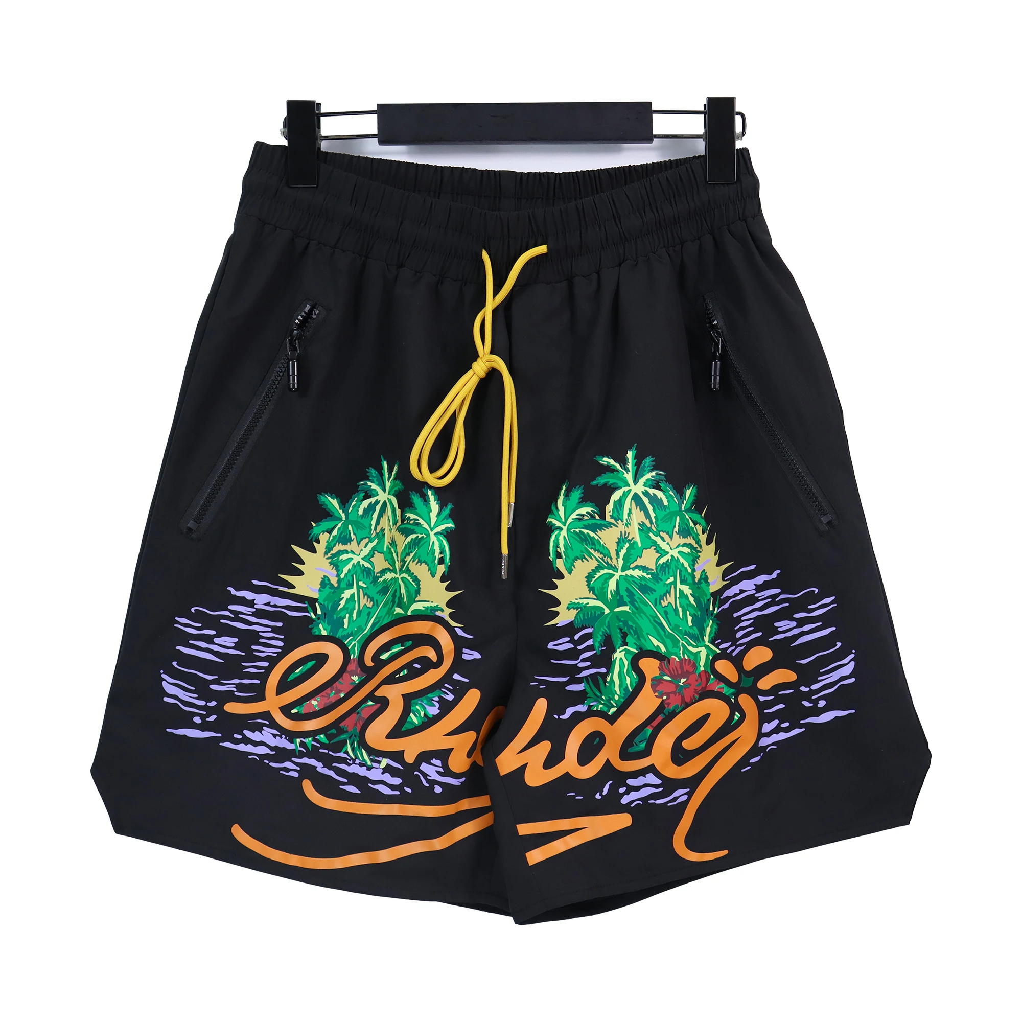 RHUDE 23ss Summer New American Fashion Brand Coconut Water Splash Letter Print Loose Relaxed Sports Shorts