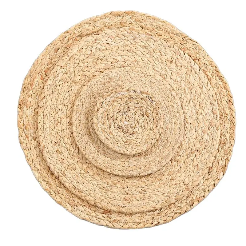 

Natural Table Mat Handmade Seagrass Corn Husk Woven Placemat Round Braided Mat Heat Resistant Hot Insulation Anti-Skidding Pad