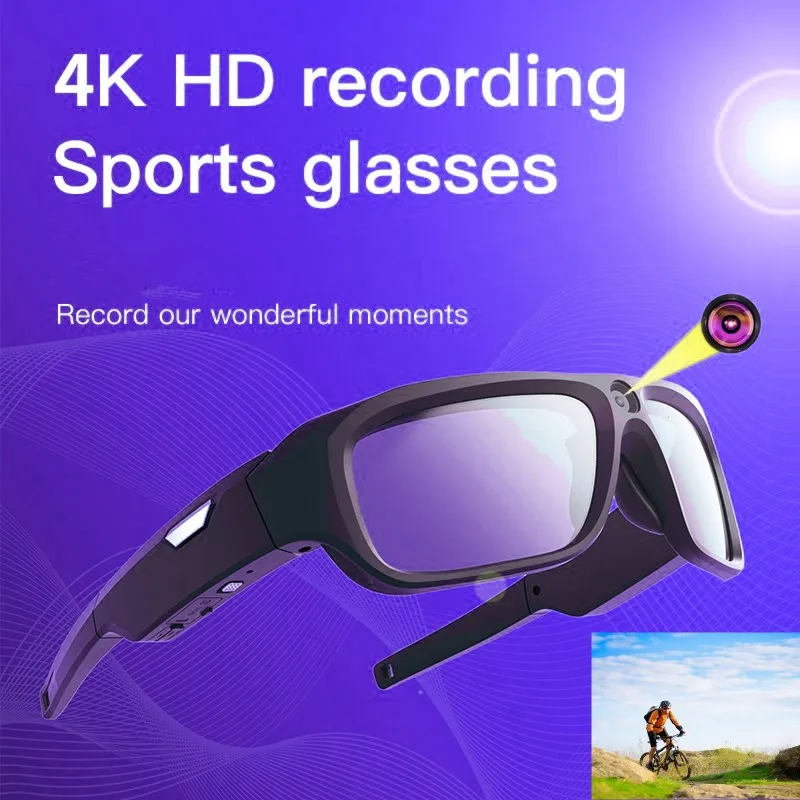 4K HD Mini Camera Glasses Bike Surveillance Video Recorder Photograph Action Cam Sunglasses Outdoor Sports Micro Body Camcorder