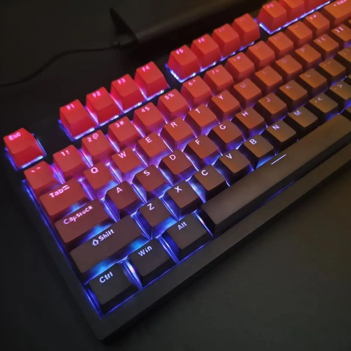 130-клавишные градиентные колпачки Lucky Red с RGB-подсветкой блестящие для клавиш