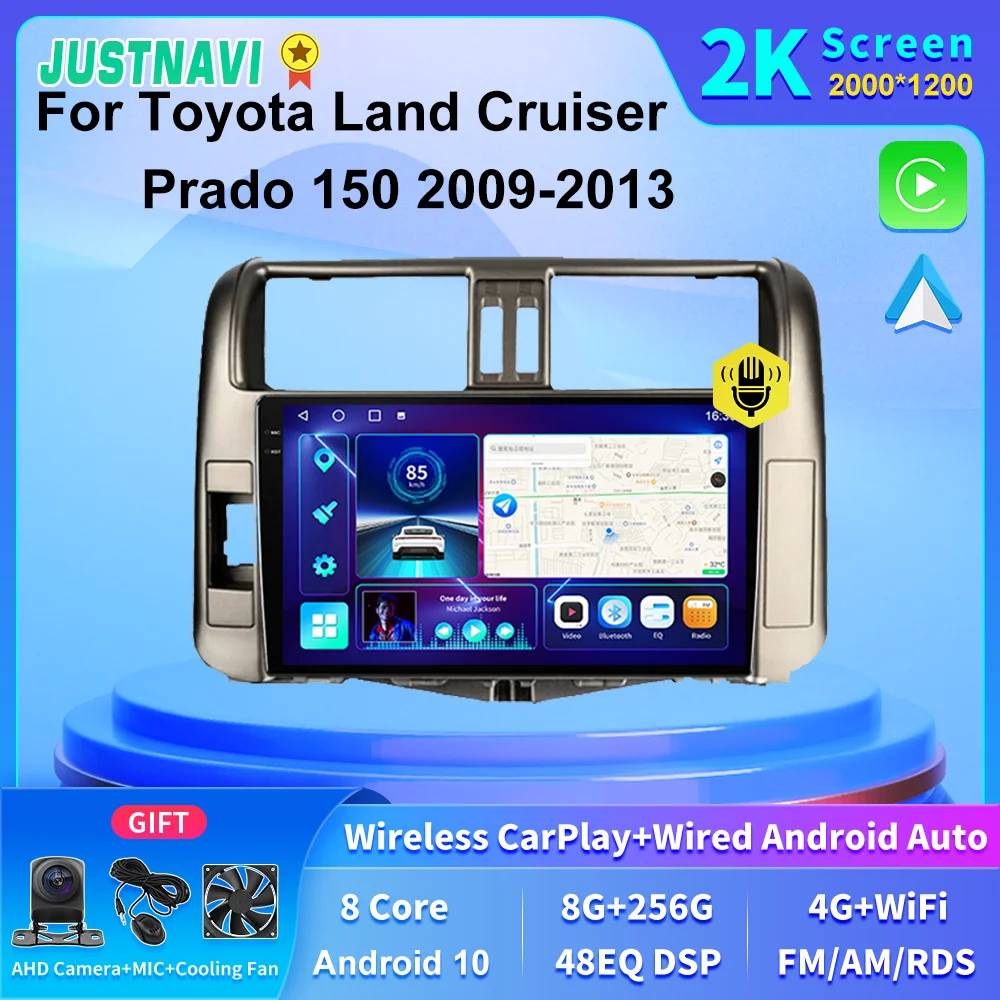 

JUSTNAVI 2K экран Android 8 + 256 ГБ Автомобильный мультимедийный Головной блок GPS радио для Toyota Land Cruiser Prado 150 2009 2010 2011 2012 2013