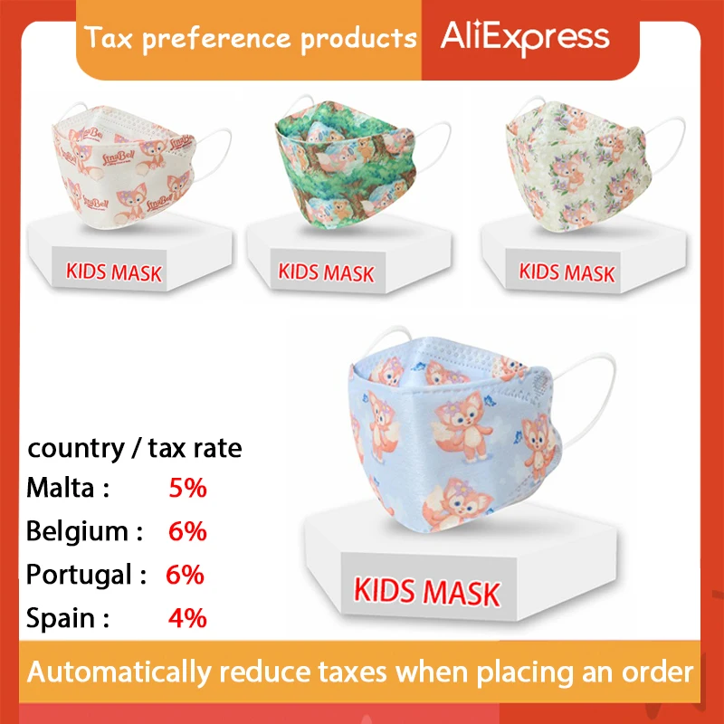 

Новинка 2022, мультяшная маска Kn95 с милыми животными из мультфильма Disney, 50-200 шт., Лисичка, Lingna Belle, 4-слойная Нетканая детская маска