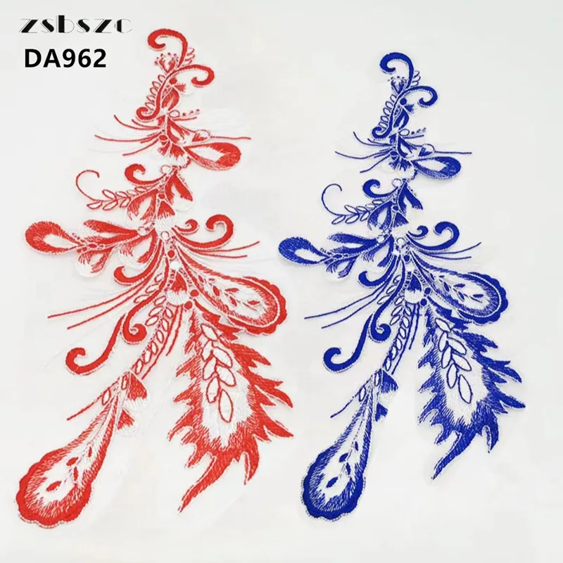 Zsbszc 42*19 см 1 комплект свиток с Фениксом хвостом пламенем облаком вышивкой пластырь приклеивающийся сценический Qipao модные украшения аксессуары DA962