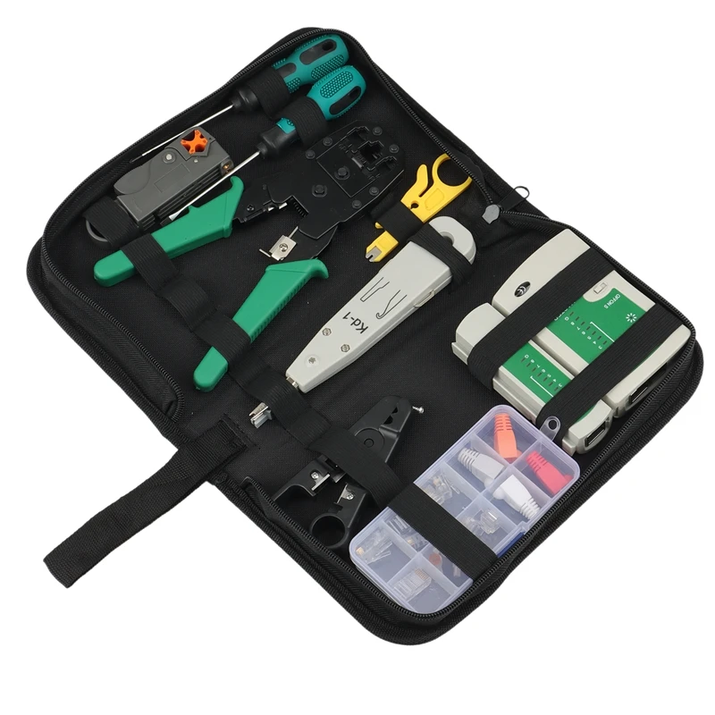 

11Pcs/Set RJ45 RJ11 RJ12 CAT5 CAT5E Portable LAN Network Repair Tool Kit Utp Cable Tester And Plier Crimp Crimper Plug