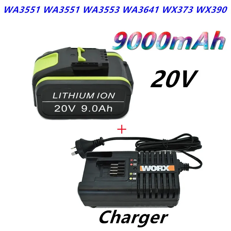 

Сменная Батарея Worx 20 в 9.0Ah, литий-ионная батарея макс. WA3551, WA3551.1, WA3553, WA3641, WX373, WX390, инструмент для перезаряжаемых батарей