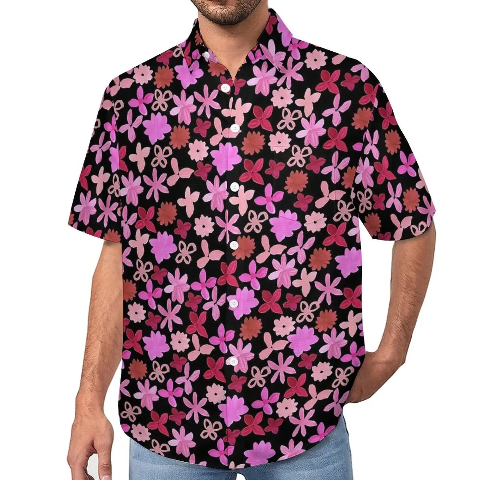 

Ditsy Floral Beach Shirt Colorful Flower Print Hawaii Casual Shirts Men Vintage Blouses Short Sleeve Graphic Clothing Plus Size