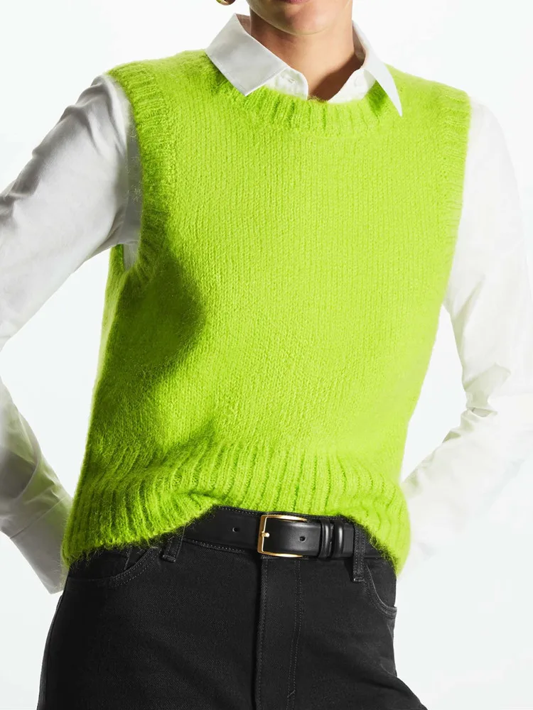 

Женский свитер, вязаный облегающий Повседневный жилет без рукавов