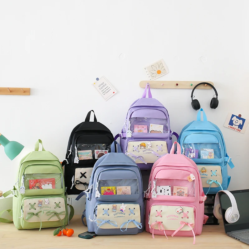 

4 Pcs Sets Canvas School Bags for Teenage Girls Female Children Shoulder Bags New Trend Female Backpack Fashion Women Backpack
