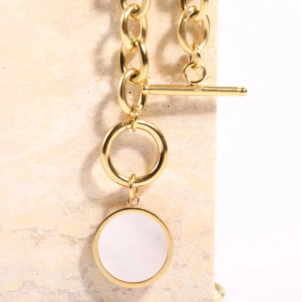 

KouCh оптовая продажа OT ожерелье для женщин сказочное классическое колье круглые подвески из ракушек звеньевые Цепи чокер позолоченный Винта...