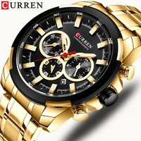 curren mens watches top brand luxury men sport chronograph quartz watch military steel gold wrist watches male relogio masculino