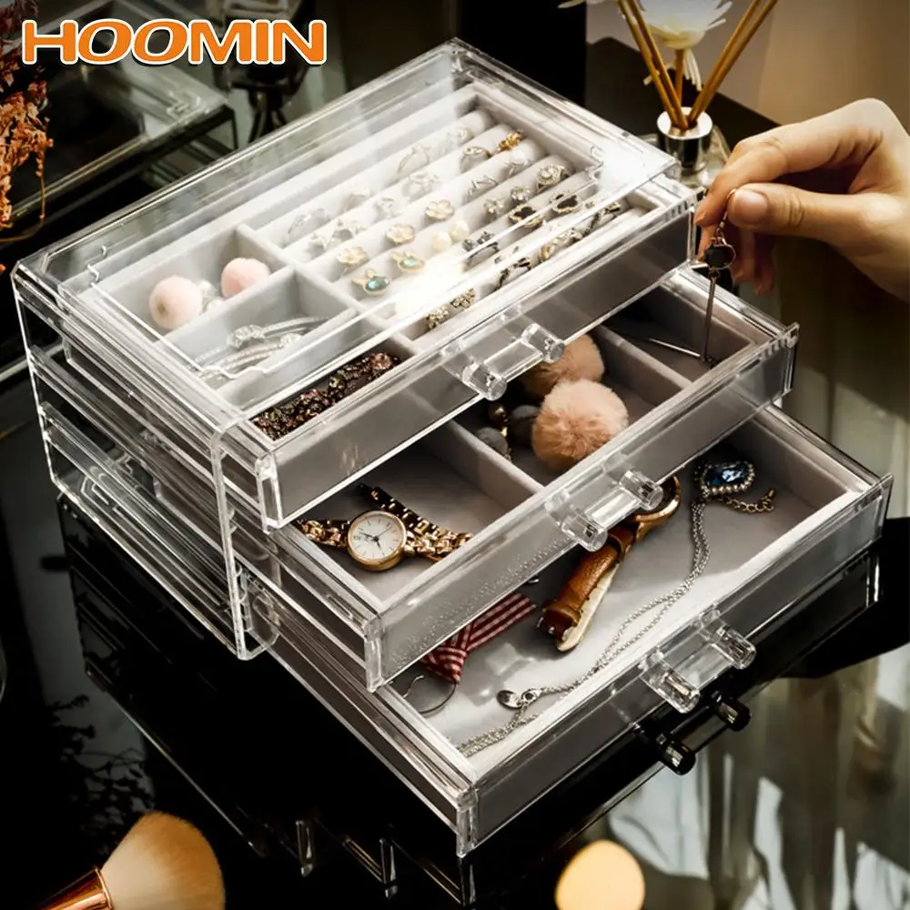 

Necklace Bracelet Ring Organizer Acrylic Jewelry Storage Box Display Stand Rack 3 Layers Dustproof