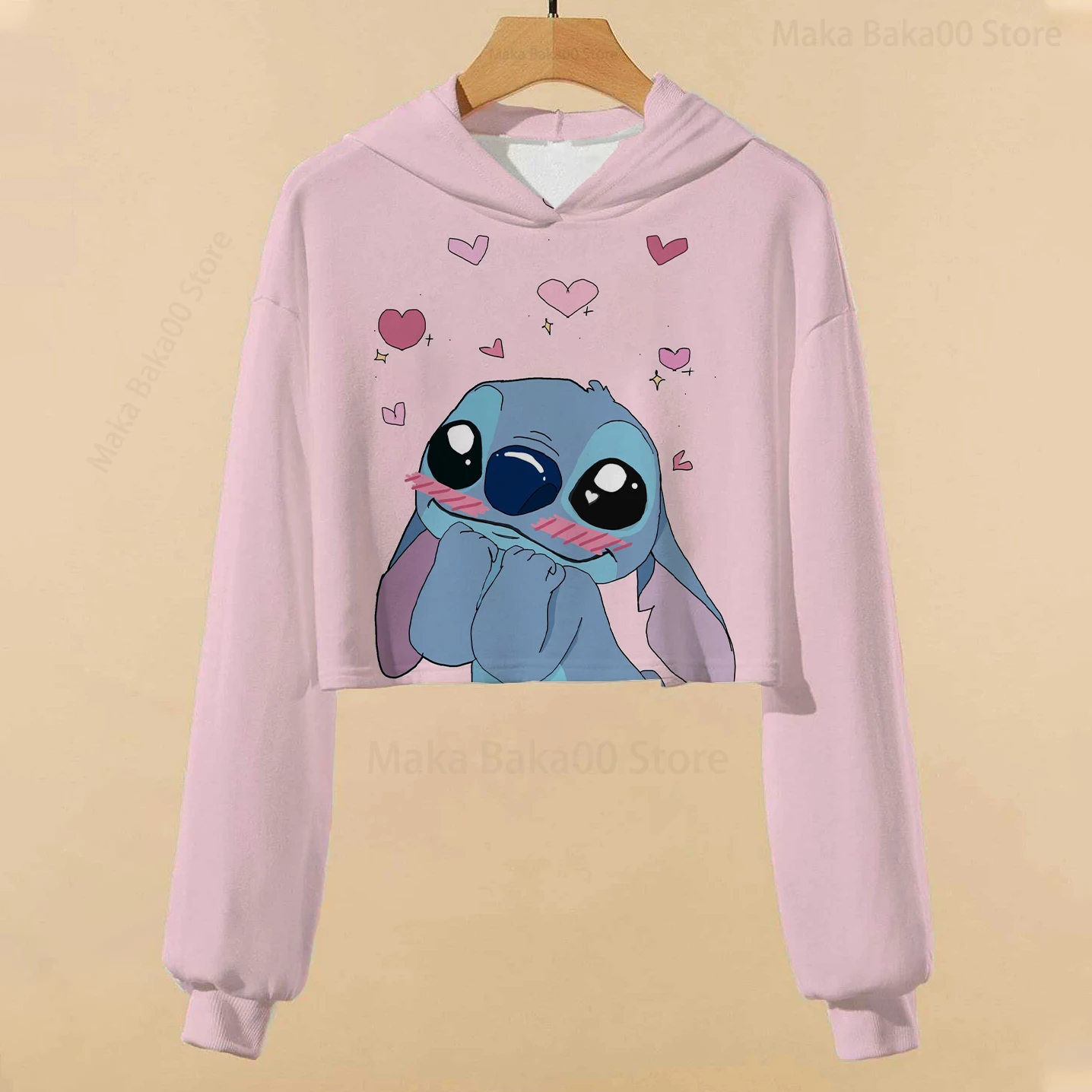 Купи 2022 New Disney Stitch Casual Print Sweatshirt Kids Hoodie Cute Long Sleeve Round Tie Hooded Sweatshirt за 144 рублей в магазине AliExpress