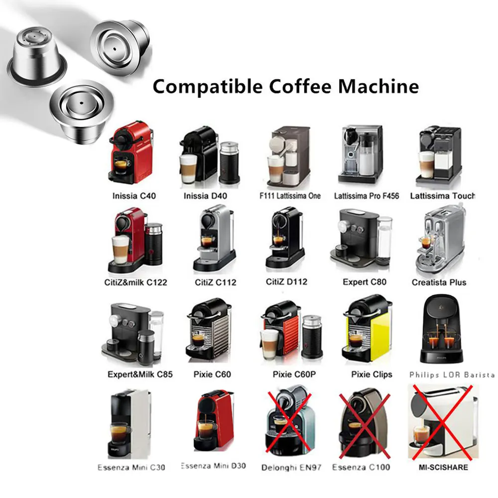 Reusable Nespresso Coffee Capsules Cup Stainless steel Refillable Coffee Capsule Refilling Filter Coffeeware images - 6